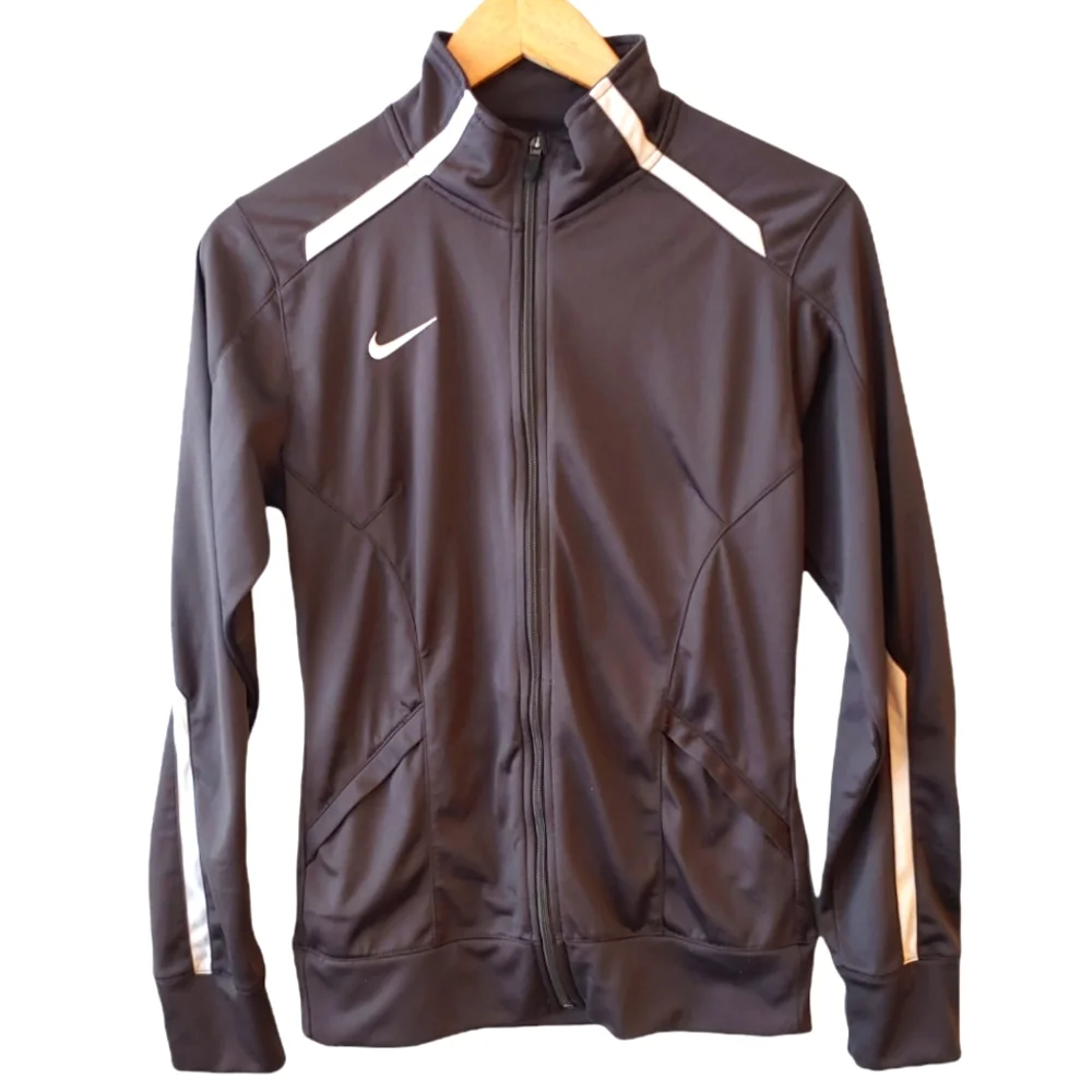 Nike Black and White Zip Athletic Jacket Size Small